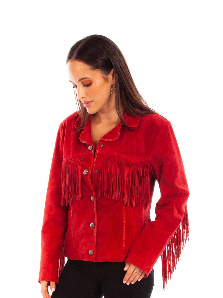 Cowgirl Suede Fringe Jacket (Red)