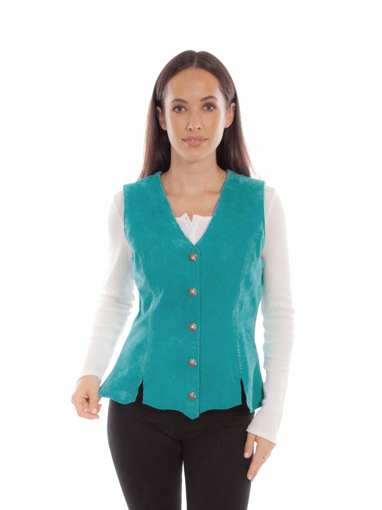 Ladies Snap Front Vest (Turquoise)