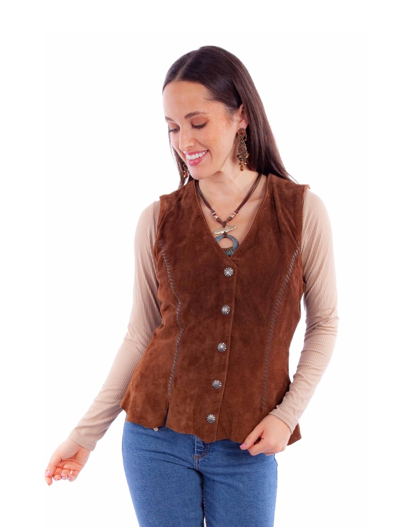 Ladies Snap Front Vest (Cafe Brown)