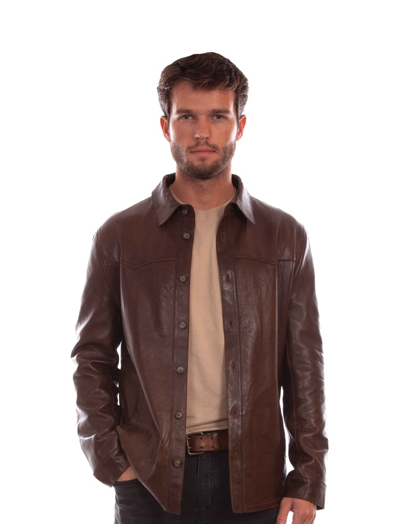 Men's Leather Shirt Jacket (Chocolate)