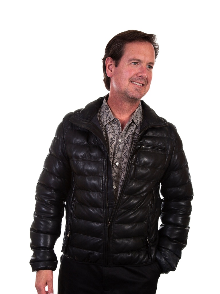 Men's Ribbed Leather Jacket (Black)