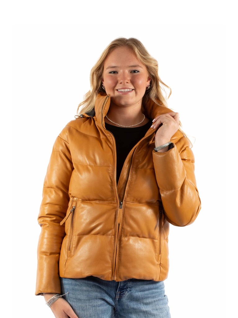 Ladies Hooded Zip Front Jacket (Honey)