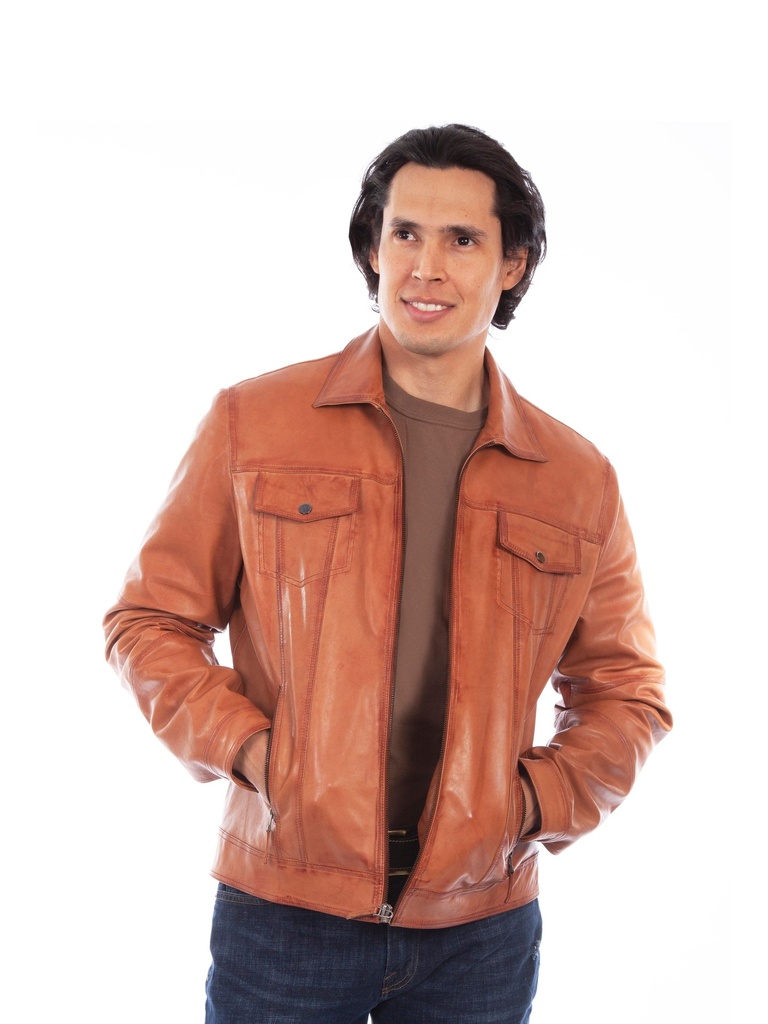 Cognac Soft Lamb Leather Jacket