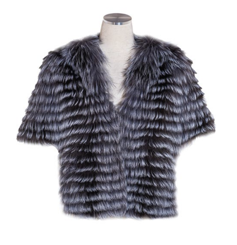 Dyed Black Silver Fox Cape