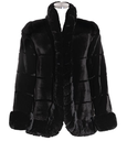 28” Sheared Mink Jacket Rex Rabbit Trim, Reversible to Taffeta