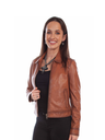 Ladies Zip Front Closure Coat in a Rich Cognac Color