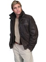 Men's Leather Jacket with Zip-Out Knit Collar & Flannel Front