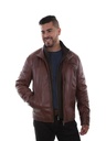 Men's Leather Jacket with Quilted Front Insert