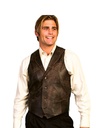 Men's Whip Stitch Leather Lapel Vest (Brown)